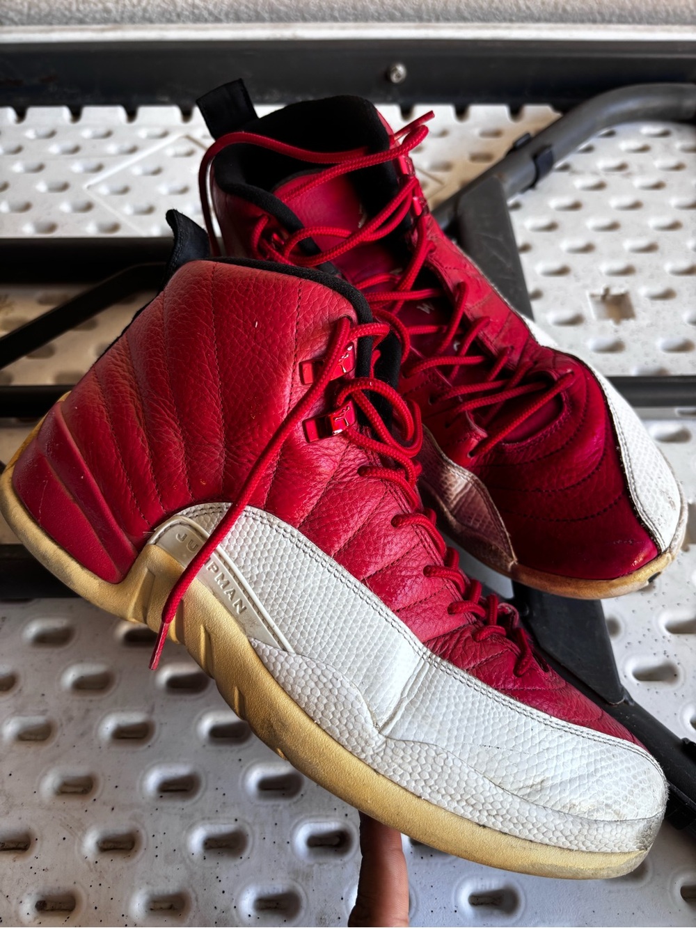 Jordan Red and White Men's High-Top Sneakers